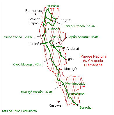 Locations of the Chapada Diamantina National Park and the town of